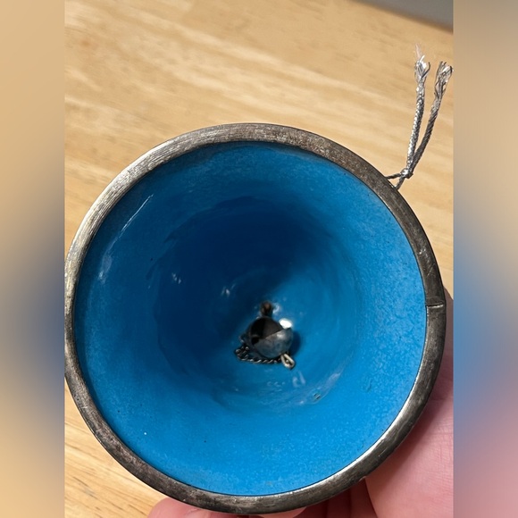 Cloisonné vintage glitter snowflake bell Christmas ornament enamel copper - Picture 4 of 7